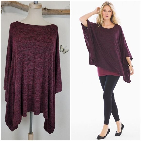 Soma mlange marsala black poncho top - Picture 1 of 8